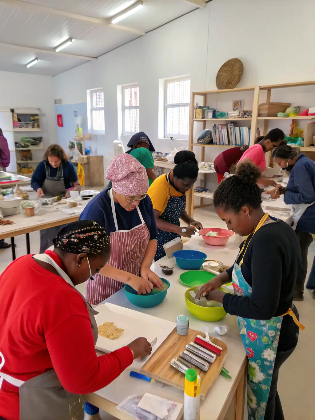 A photo of a community workshop facilitated by WILD MUSIC PROJECT, where participants are actively involved in creating music or art.